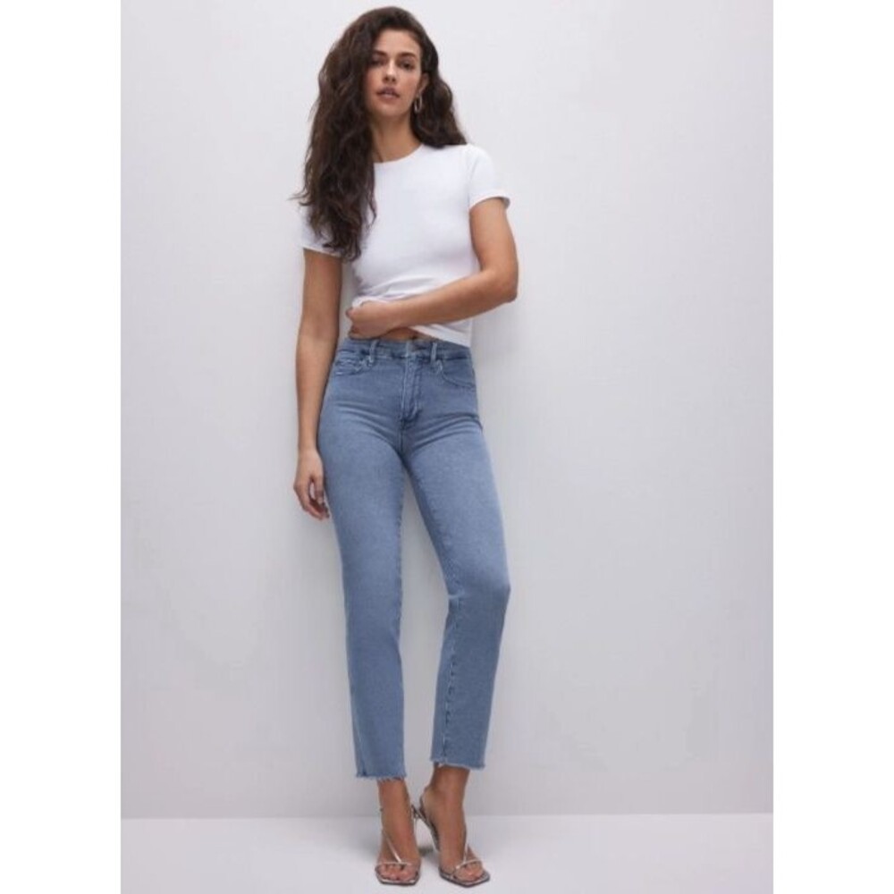 NWT Good American GOOD LEGS STRAIGHT JEANS GSPFH941T Size 10/30 Inseam 27.5"